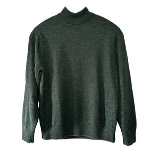 Patrick James Men’s Forest Green Mock Neck 100% Merino Wool Sweater- Size Medium